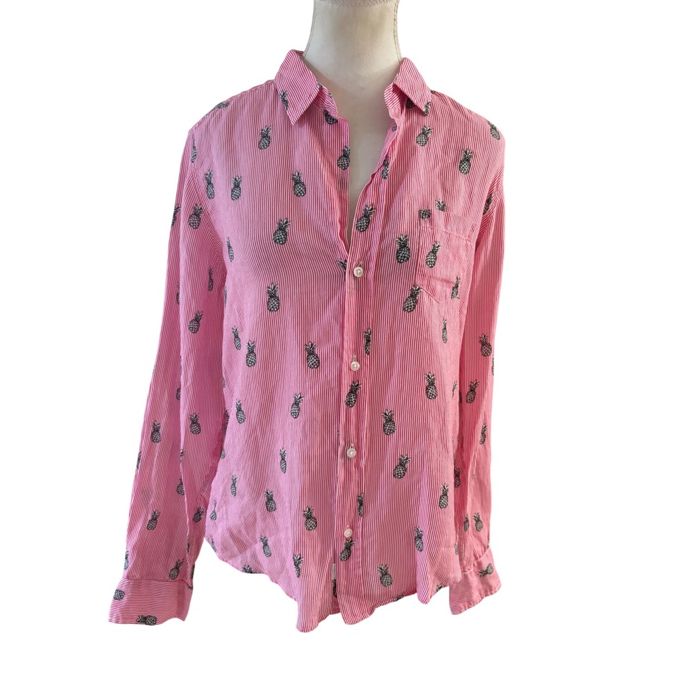 Frank & Eileen Barry Pineapple Print Linen Shirt Size Medium